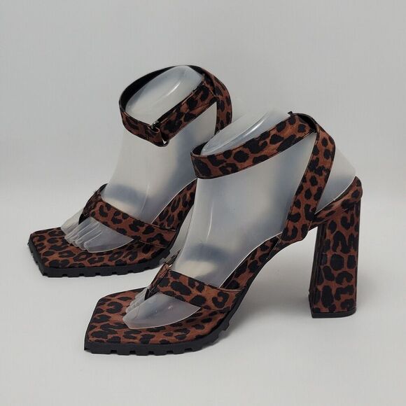 Jessica Simpson Kielne Animal Print Square Toe Ankle Strap Heel Sandals Size 9 - Picture 3 of 12